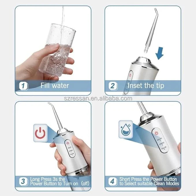 Water Dental Flosser Professional Irrigator for Dental & Oral Care with 8 Tips 4 Modes 310mL Large Capacity Waterproof Rechargeable and Portable Cordless