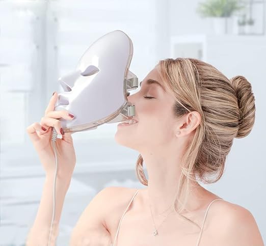 7 Colors LED Mask Face only Without Neck - Neon-Glowing Face Beauty Mask Electric Skin Care Machine Anti-Aging Wrinkles Removal