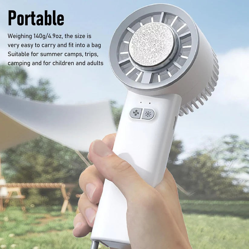 Handheld Fan, Portable Mini Desk Fan with Cold Compress Function, 3 Speeds, USB Rechargeable Personal Small Pocket Fan