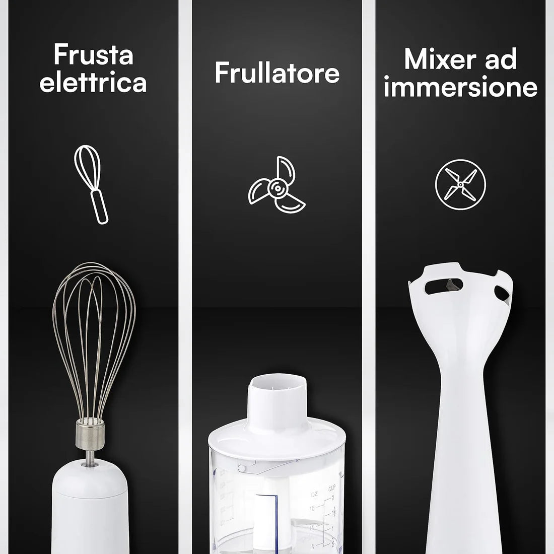 Baroni Home 2 in 1 2 Speed Mixer Set, 200W Multifunctional Blender with Submersible Blender